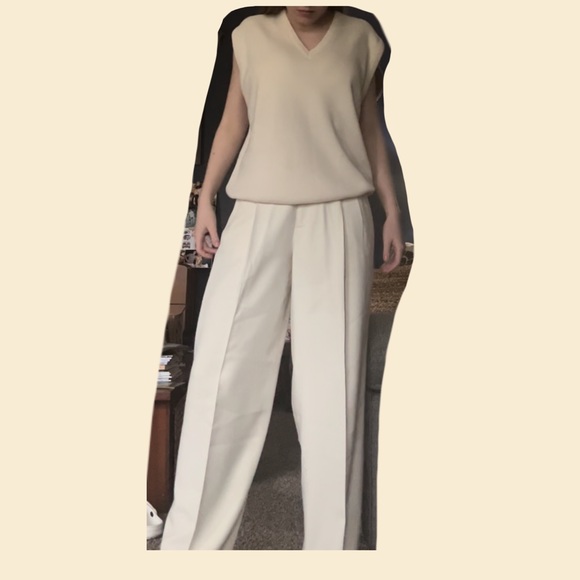 CREAM/TAN OUTFIT BUNDLE SILK SLACKS BLAZER HEELS BRIDAL - Picture 3 of 4